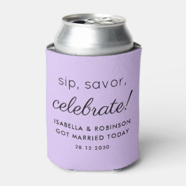 Enfriador De Latas Boda Favor Sip Savor Celebra Morple Funny