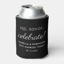 Boda Favor Sip Savor Celebrar Black Funny