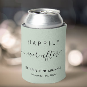 Enfriador De Latas Boda Feliz Nunca Después De Sage Green