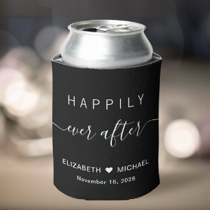 Enfriador De Latas Boda feliz por siempre después de negro