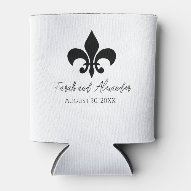 Enfriador De Latas Boda Fleur de Lis   (Anverso)