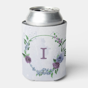 Enfriador De Latas Boda floral azul polvoriento morado