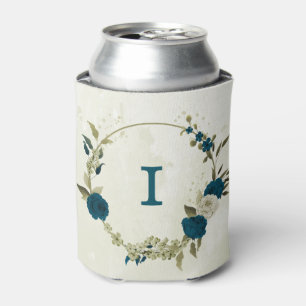 Enfriador De Latas boda floral beige azul turquesa 