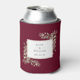 Enfriador De Latas Boda floral de vegetación roja de Borgoña