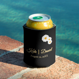Enfriador De Latas Boda Floral Negra