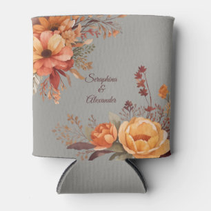 Enfriador De Latas Boda Floral Rústica Acuarela de Otoño