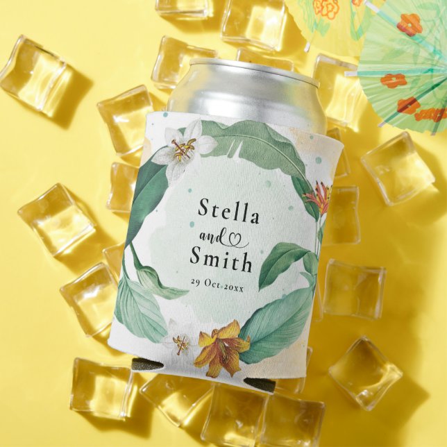 Enfriador De Latas Boda floral tropical colorido (Verano in situ)