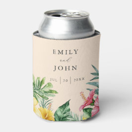 Enfriador De Latas Boda Floral Tropical De Color De Agua Elegante De 