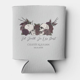 Enfriador De Latas Boda Gótica Calaveras y Rosas Gris