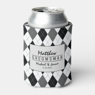 Enfriador De Latas Boda Groomsman personalizada de Argyle Harlequin