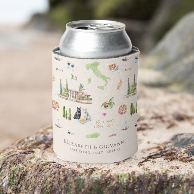 Enfriador De Latas Boda ilustrado del Lago Como Italia (Subido por el creador)