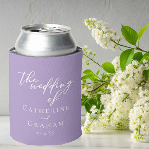 Enfriador De Latas Boda Lilac Purple White personalizado y encantador