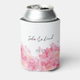 Enfriador De Latas Boda minimalista con flores silvestres rosadas y b