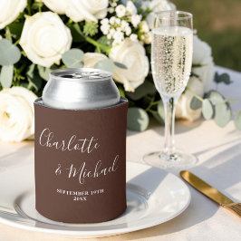 Enfriador De Latas Boda minimalista con letra script marrón