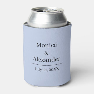 Enfriador De Latas Boda Minimalista Moderna Monograma Azul Polvo