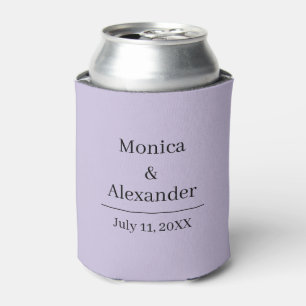Enfriador De Latas Boda Minimalista Moderna Monograma Lila Púrpura