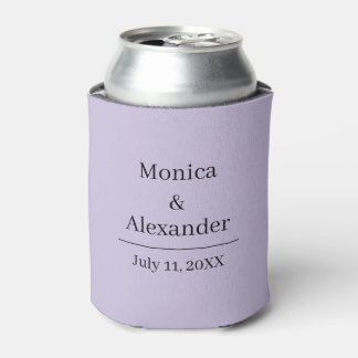 Enfriador De Latas Boda Minimalista Moderna Monograma Lila Púrpura