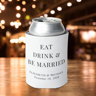 Enfriador De Latas Boda Moderna Come Bebe y Cásate