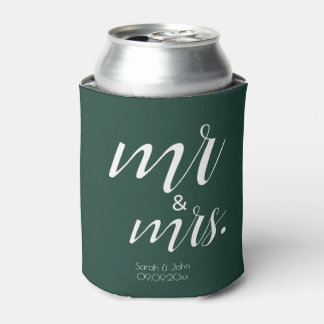 Enfriador De Latas Boda Moderna de Señores Esmeralda Verde Intenso 
