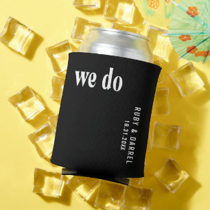 Enfriador De Latas Boda moderna negra Ruby