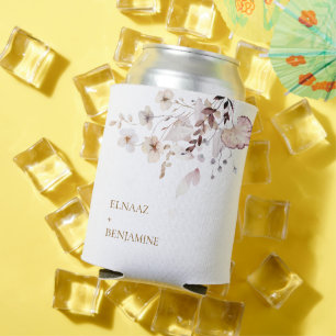 Enfriador De Latas Boda Moderna Simple de Otoño con Flores y Hojas Se