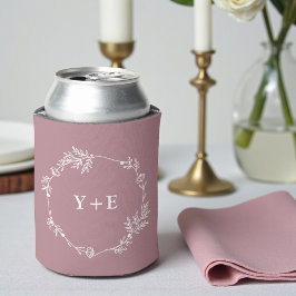 Enfriador De Latas Boda Monogramada Moderno Polvo Rosa Tendencia