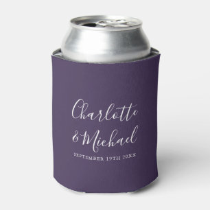 Enfriador De Latas Boda Morada Letra de Firma