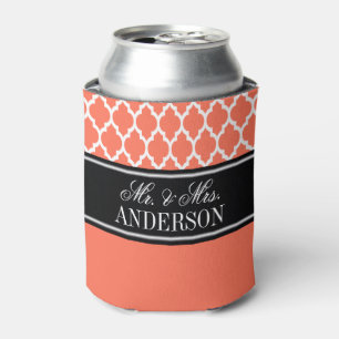 Enfriador De Latas Boda Nombre Negro CB Blanco Coral Marroquí #4