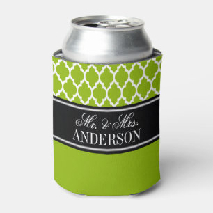 Enfriador De Latas Boda Nombre Negro CB Verde Manzana Marroquí #4
