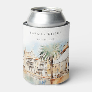Enfriador De Latas Boda Paisaje Acuarela Mallorca España