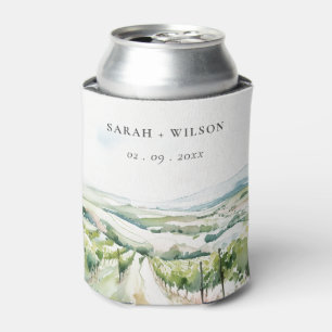 Enfriador De Latas Boda paisaje viñedo acuarela pastel suave