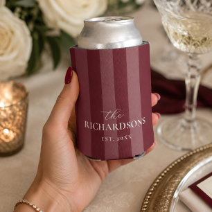 Enfriador De Latas Boda personalizada con franja de marfil de Borgoña