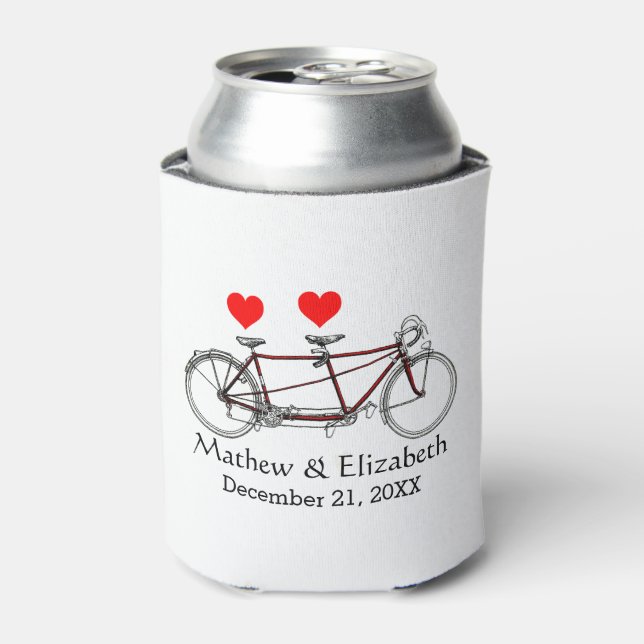 Enfriador De Latas Boda personalizada de la bicicleta de tándem tradi (Lata Anverso)