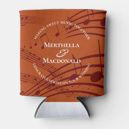Enfriador De Latas Boda Personalizada de Notas Musicales en Burdeos y
