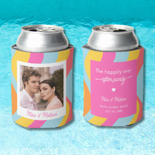 Enfriador De Latas Boda Personalizada Foto Personalizada Retro Groovy