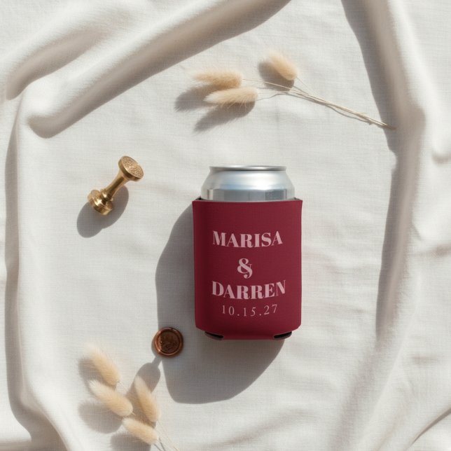 Enfriador De Latas Boda personalizada manuscrita manuscrita rosada (Subido por el creador)