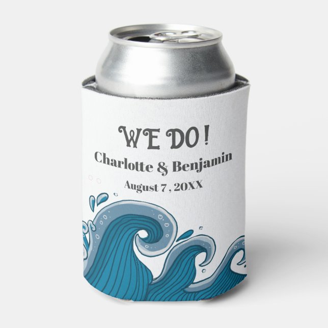 Enfriador De Latas Boda personalizada Rustic Destination Beach (Lata Anverso)