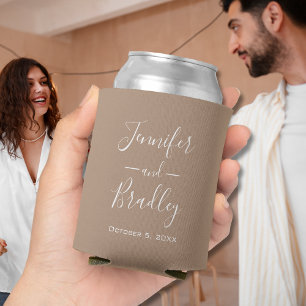 Enfriador De Latas Boda personalizado de Taupe