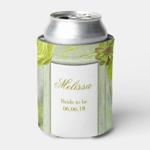 Enfriador De Latas Boda Personalizado floral verde