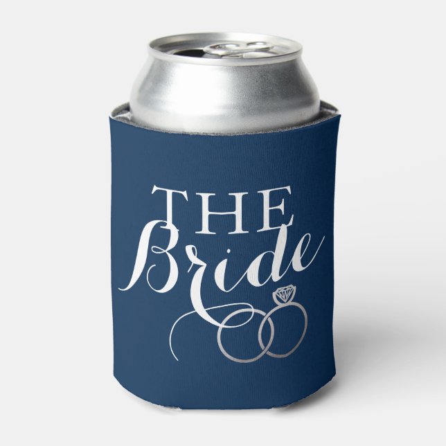 Enfriador De Latas Boda plateado Anillos Personalizado Refrigerador d (Lata Anverso)