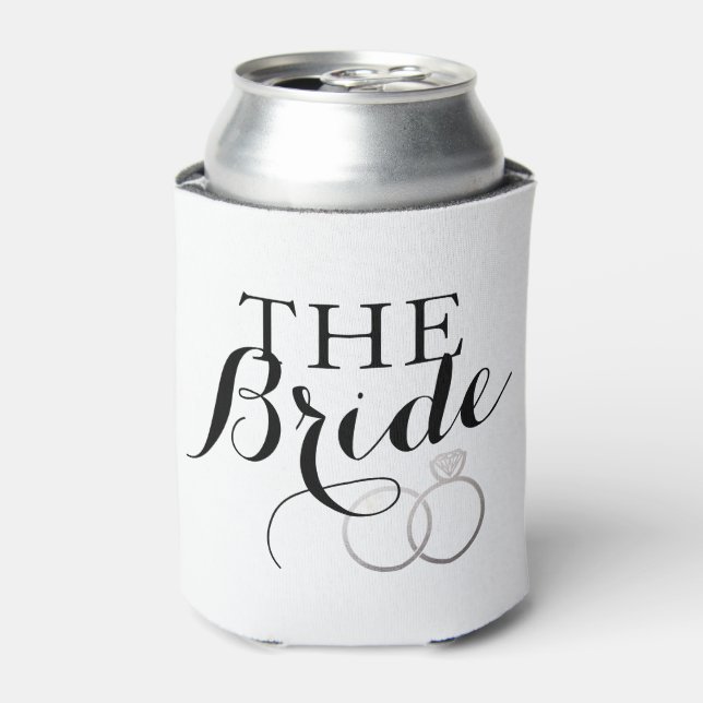 Enfriador De Latas Boda plateado Anillos Personalizado Refrigerador d (Lata Anverso)