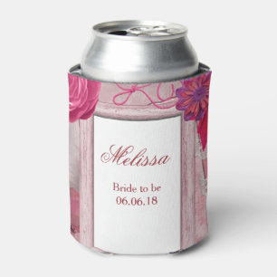Enfriador De Latas Boda Purple Floral Personalize