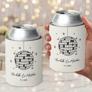 Enfriador De Latas Boda Retro Disco Dibujada a Mano
