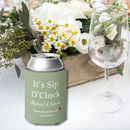 Enfriador De Latas Boda Rústica Verde Salvia Es Hora de Beber Persona