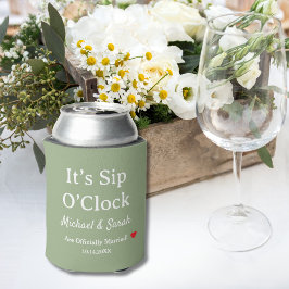 Enfriador De Latas Boda Rústica Verde Salvia Es Hora de Beber Persona