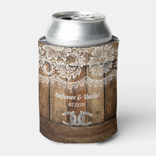 Enfriador De Latas Boda Rústico de Barnwood Lace
