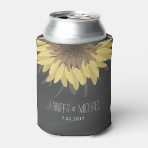 Enfriador De Latas Boda Rústico de Sunflower Chalkboard
