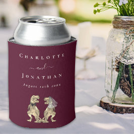 Enfriador De Latas Boda temática de dinosaurios Burgundy y crema
