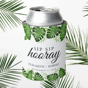 Enfriador De Latas Boda Tropical Brindemos con Alegría
