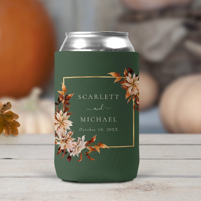 Enfriador De Latas Boda Verde Elegante (Elegant Sage Green Floral Wedding Can Cooler by Painted Paperie
)